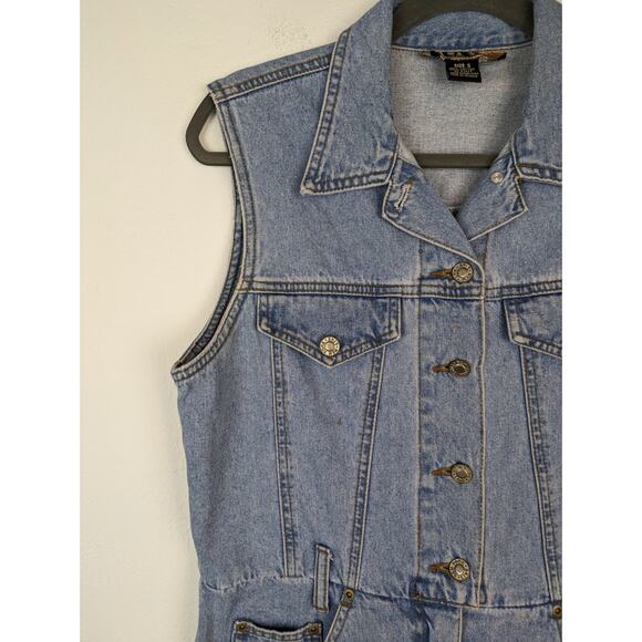 Vintage Coveralls Shortalls NY Line Denim Shorts 90s Spring Summer Blue Size S - Picture 2 of 11